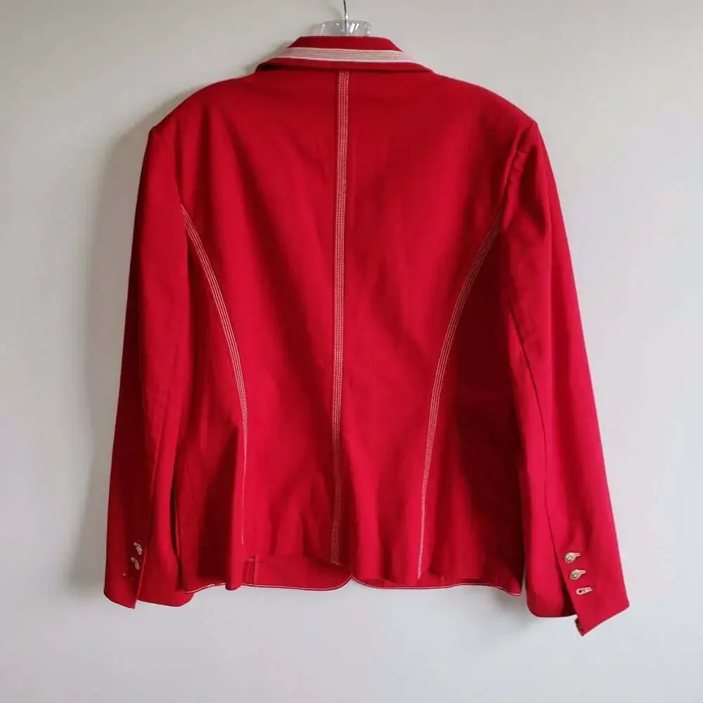 St. John Sport Women’s Matador Red Embroidered Piping Button Blazer